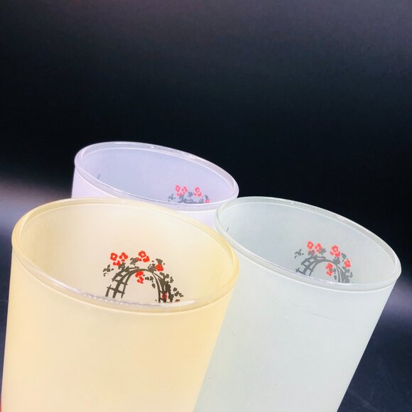 60s Southern Belle Tom Collins Cocktail Glass Set of 3 Frosted Highball Tumblers - Picture 5 of 13
